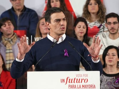 Pedro Sánchez, en un acte electoral aquest matí a Saragossa.