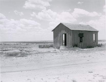 Sequía-casa abandonada en Great Plains cerca de Hollis, Oklahoma, 1938