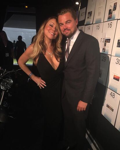 Los paparazis que se encontraban en el puerto no lograron captar una foto de Leonardo DiCaprio. El actor se animó a posar junto a Mariah Carey, imagen que ha compartido la cantante en su cuenta de Instagram.