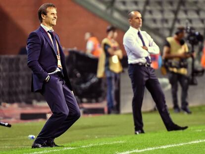 Lopetegui y Mart&iacute;nez, en la banda.