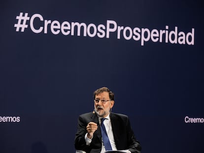 Mariano Rajoy, el pasado lunes, en la convención del PP.