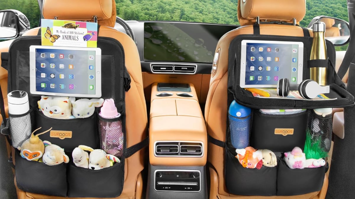 Este lote de organizadores para el coche integran hasta ocho compartimentos.