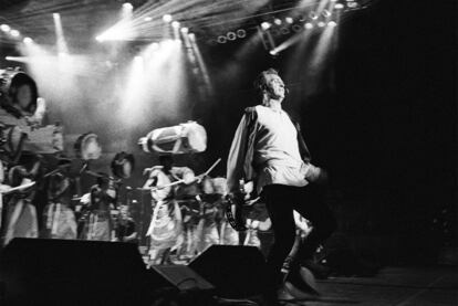 Peter Gabriel, durante una actuación en el festival WOMAD en 1993, en Saratoga Springs, Nueva York.