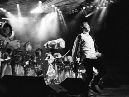 Peter Gabriel, durante una actuación en el festival WOMAD en 1993, en Saratoga Springs, Nueva York.