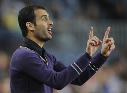 Guardiola, el sábado durante el partido entre el Barça y el Racing.