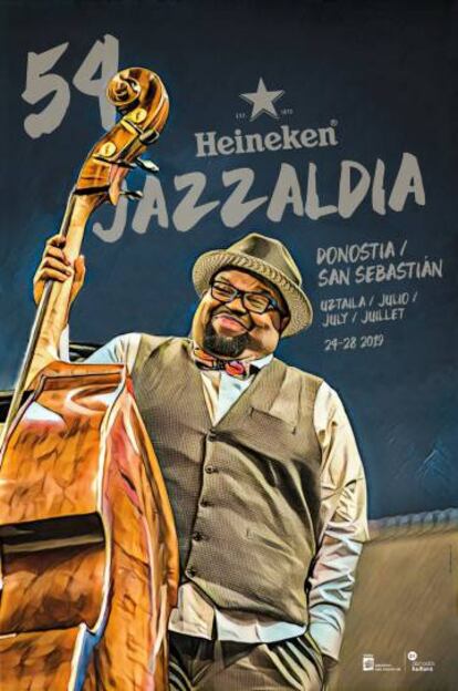 Cartel del 54º festival Jazzaldia de San Sebastián, con el contrabajista Jahmal Nichols.