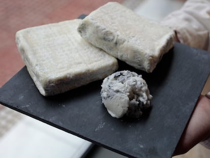 Dos formatos de Olavidia, nombrado el mejor queso del mundo. En la tienda de Formaje lo tienen en formato helado y también al natural.