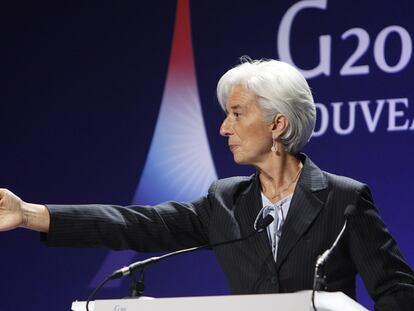 Christine Lagarde, directora del FMI, tras la cumbre del G-20 en Cannes.