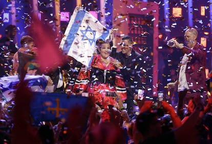 Netta Barzilai celebra la victoria de Israel en Eurovisión 2018.