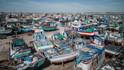 A fishing fleet in Parachique, Peru.