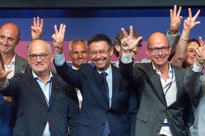 Josep Maria Bartomeu celebra la seva victòria electoral.