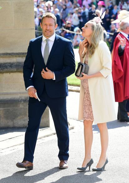 Jonny Wilkinson y Shelley Jenkins hacen su entrada en la capilla de San Jorge.