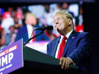 Donald Trump habla en un mitin de campaña en Filadelfia (Pensilvania), el 22 de junio de 2024.