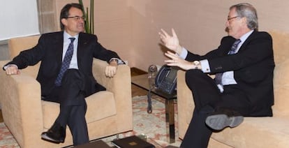 El presidente de la Generalitat, Artur Mas y el alcalde de Barcelona, Xavier Trias en un momento de la reunión.