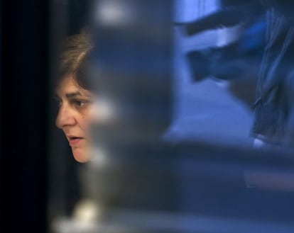 La mujer detenida, durante su declaración en los juzgados de Oviedo.