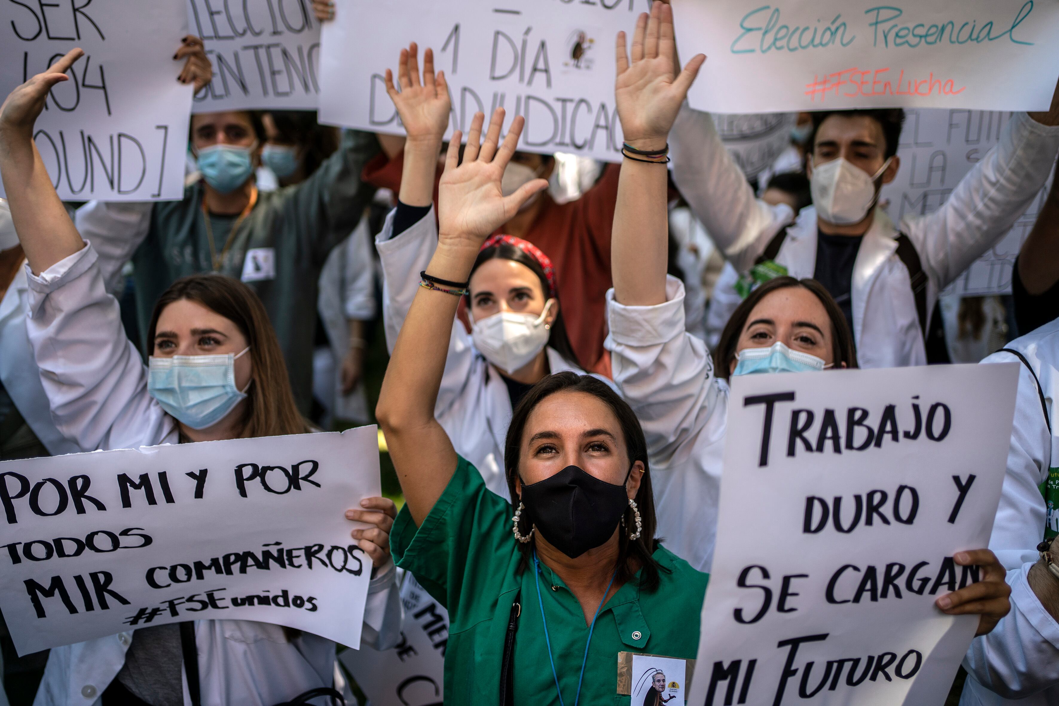 Concentración de Medicos Internos Residentes (MIR) frente al Ministerio de Sanidad, Madrid, en mayo de 2021. 