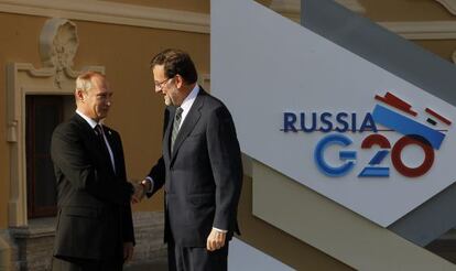 Putin recibe a Rajoy durante la cumbre del G-20.