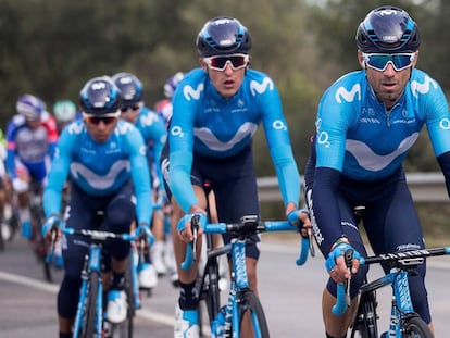 Valverde, Soler y Nairo, durante la pasada Volta.