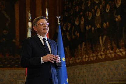 El presidente valenciano, el socialista Ximo Puig, durante el mensaje de Año Nuevo.