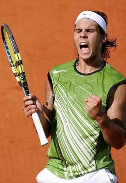 Nadal celebra un punto ganador.