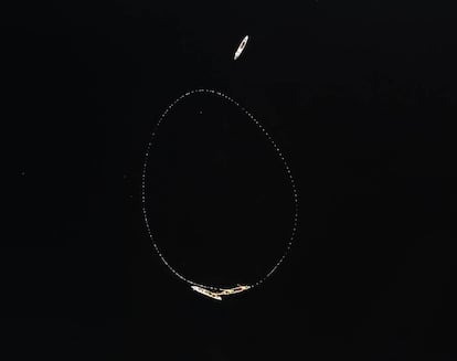 El ritual de la pesca del paiche, a vista de dron: tres canoas y una red calada en círculo
