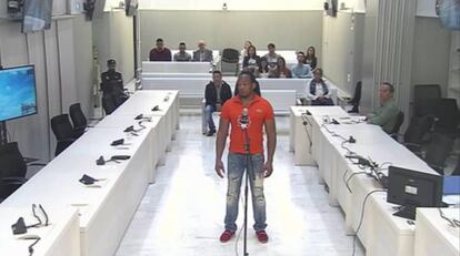 Uno de los condenados, durante su declaración en el juicio celebrado en la Audiencia Nacional.