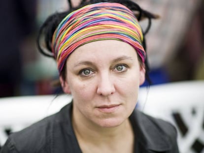 Olga Tokarczuk, fotografiada en mayo de 2010 en el Hay Festival en Gales.  