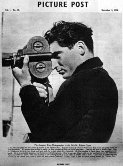 Retrato del fotógrafo Robert Capa.