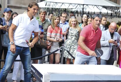 Nadal y su tío Toni, durante un acto en Nueva York, en 2015.