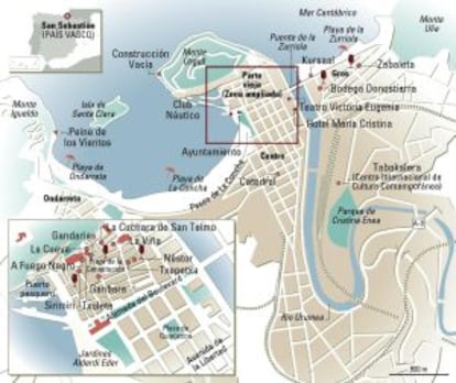 Mapa de San Sebastián.