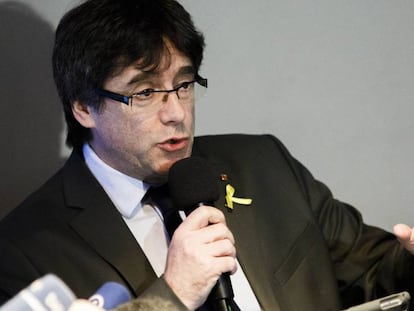 Puigdemont el 7 d'abril, a Berlín.