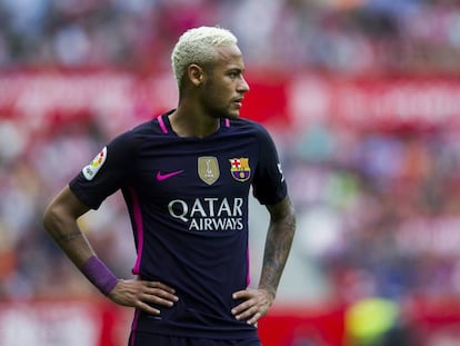 El jugador del FC Barcelona, Neymar, al partit contra l'Sporting.