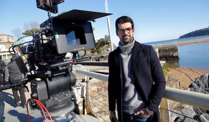 Miguel Ángel Muñoz en el rodaje de 'Presunto culpable' en Mundaka.