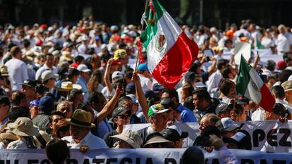 Protesto contra a violência no México no aniversário de um ano de López Obrador no poder, neste domingo, 1, 2019.