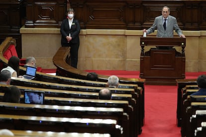 El 'president' Quim Torra, durante el pleno monográfico sobre el coronavirus