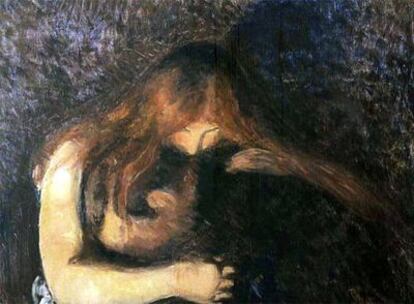 <i>Vampiro,</i><b> de Edvard Munch, que se subastará, por primera vez, hoy en Nueva York.</b>