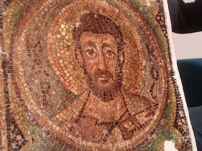 Imagen del mosaico del siglo VI con el rostro de San Marcos aparecido en Mónaco.