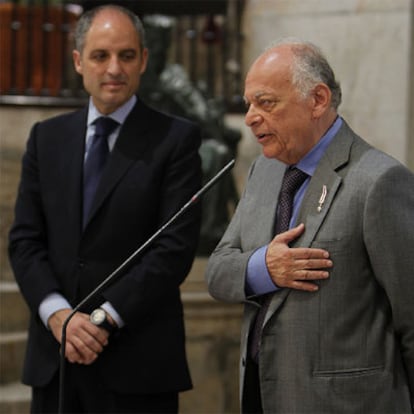 Lorin Maazel, ayer, se despide de Francisco Camps en el Palau de la Generalitat.