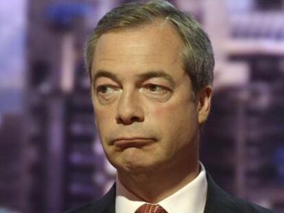 El l&iacute;der del UKIP, Nigel Farage, el pasado 5 de mayo en un plat&oacute; de la BBC. 