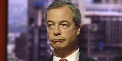 El l&iacute;der del UKIP, Nigel Farage, el pasado 5 de mayo en un plat&oacute; de la BBC. 