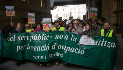 Imagen de archivo de una manifestaci&oacute;n de trabajadores de Parcs i Jardins.