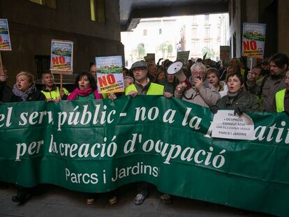 Imatge d'arxiu d'una manifestació de treballadors de Parcs i Jardins.