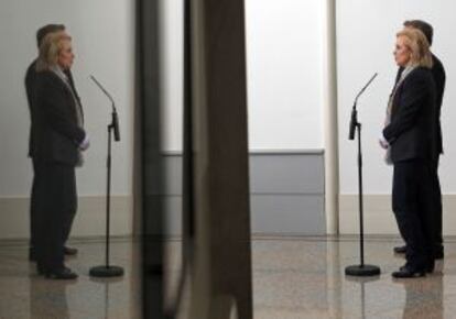 Mercedes Fern&aacute;ndez, ayer durante un acto en el Senado. 