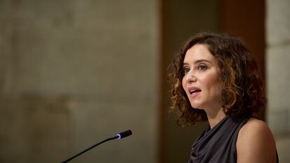 La presidenta de la Comunidad de Madrid, Isabel Díaz Ayuso, en un acto público celebrado este miércoles.