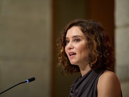 La presidenta de la Comunidad de Madrid, Isabel Díaz Ayuso, en un acto público celebrado este miércoles.