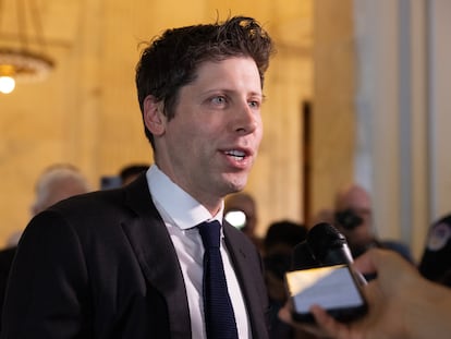 Sam Altman, jefe de OpenAI, hace dos semanas en el Capitolio de Estados Unidos, en una sesión del Senado sobre inteligencia artificial.