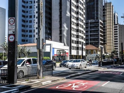 Ciclovia da Paulista antes de começarem as obras.