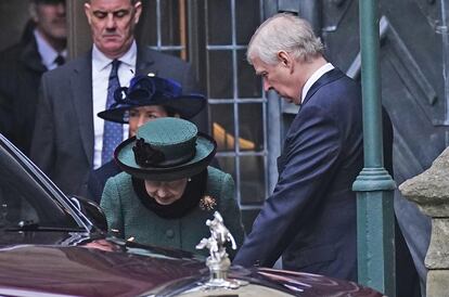 Prince Andrew and the late Queen Elizabeth II at the memorial in honor of the Duke of Edinburgh.