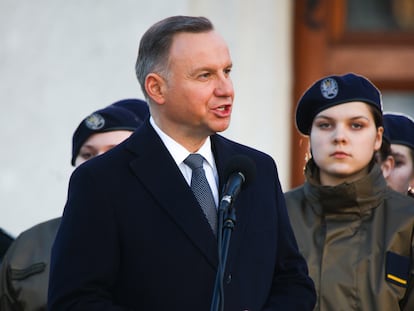 El presidente polaco, Andrzej Duda, el pasado 1 de marzo en Sierpc, en el centro de Polonia.