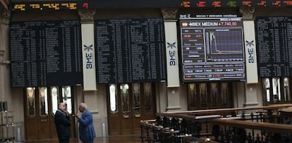 Imagen del patio de operaciones de la Bolsa de Madrid.